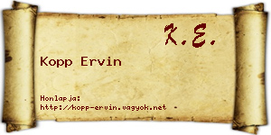 Kopp Ervin névjegykártya